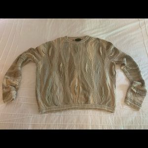 Vtg. COOGI Crew-Neck Knitted Tan/Cream Sweater!!